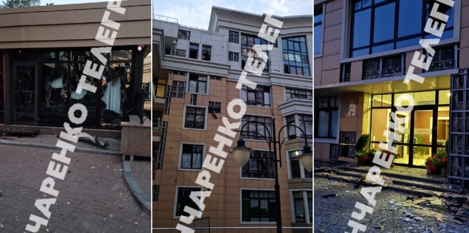 Російська атака пошкодила будинок на Грушевського, де розташовані квартири Зеленського та Міндіча