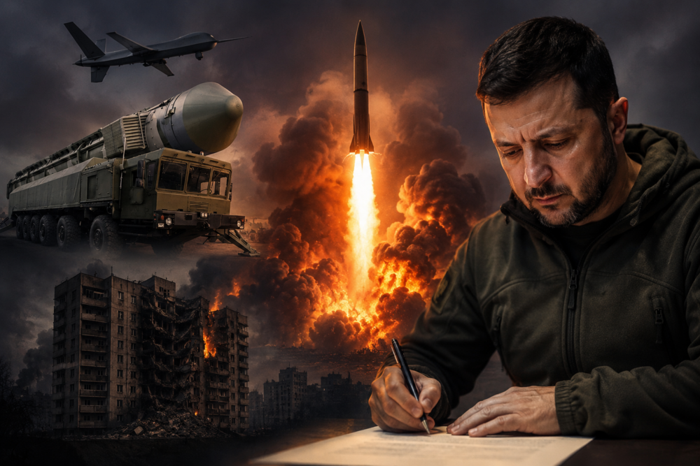 Заголовок: Зеленський повідомив про два випуски ракет «Орєшнік» в Україні